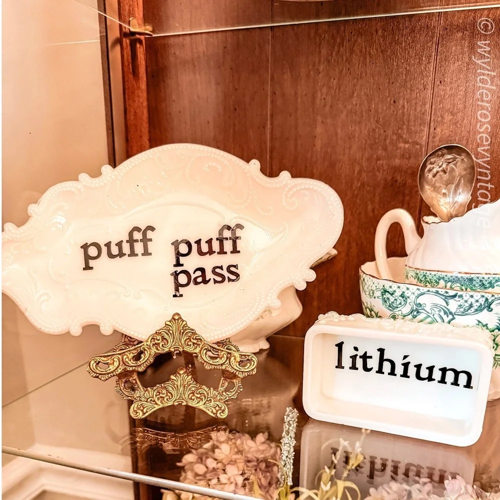 Milk Glass Tray‎ Silly